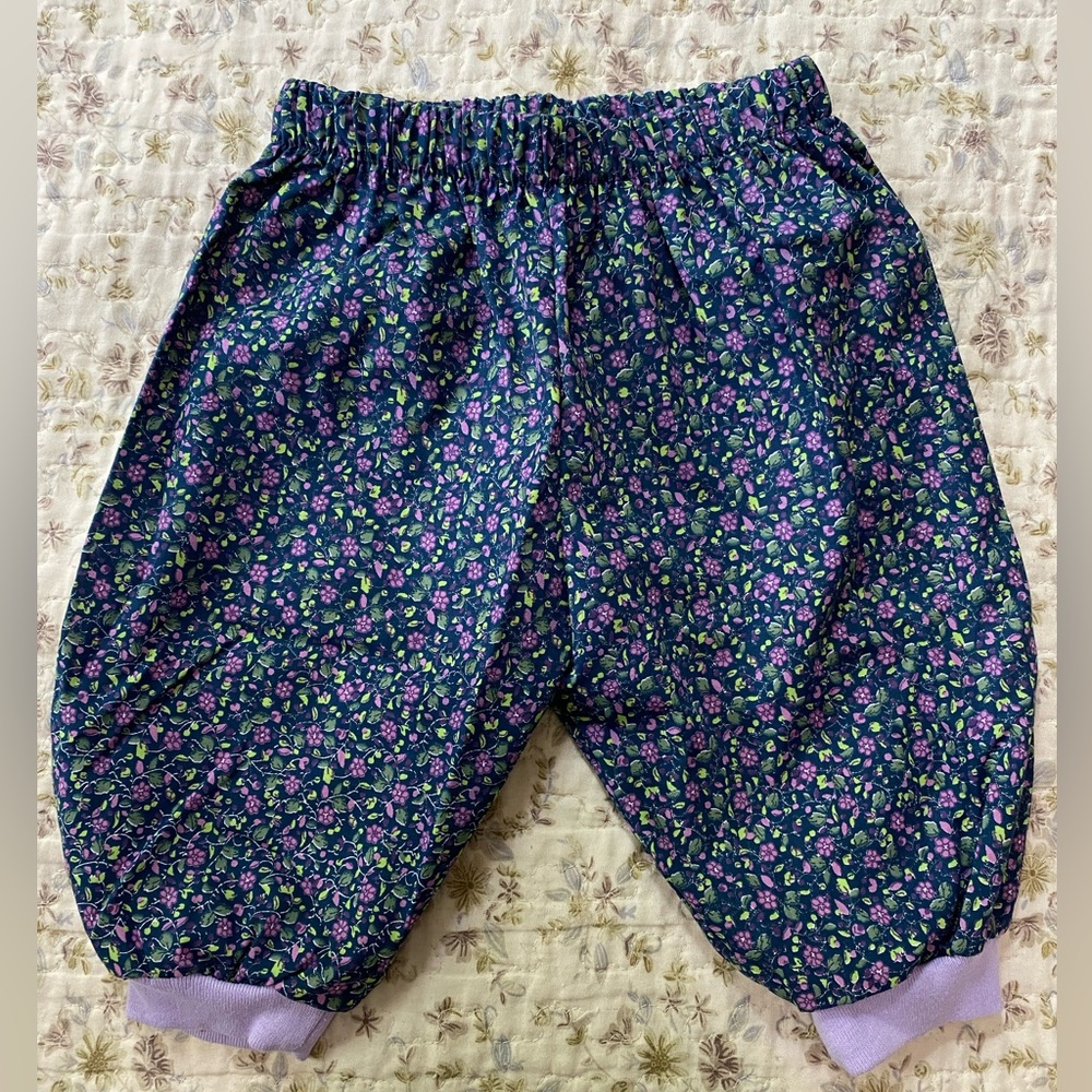 Floral Patterned Pants with Purple Accents